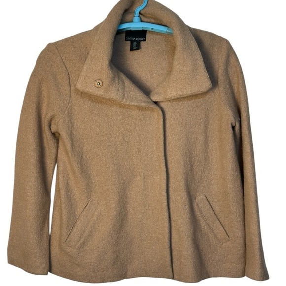 Cynthia Rowley Jackets & Blazers - Cynthia Rowley Wool Blend Collar Outerwear Classic Jacket Tan Neutral Coat Small